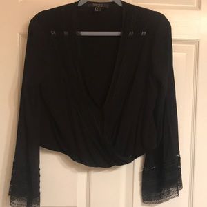 Black long sleeve crop top